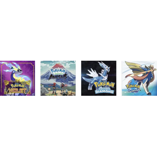 Pokemon Violet + Pokemon Legends Arceus + Pokemon Brilliant Diamond + Pokemon Sword (Nintendo Switch)