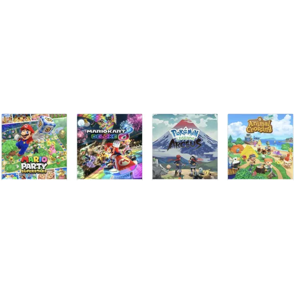 Mario Party Superstars + Mario Kart 8 Deluxe + Pokemon Legends Arceus + Animal Crossing New Horizons (Nintendo Switch)