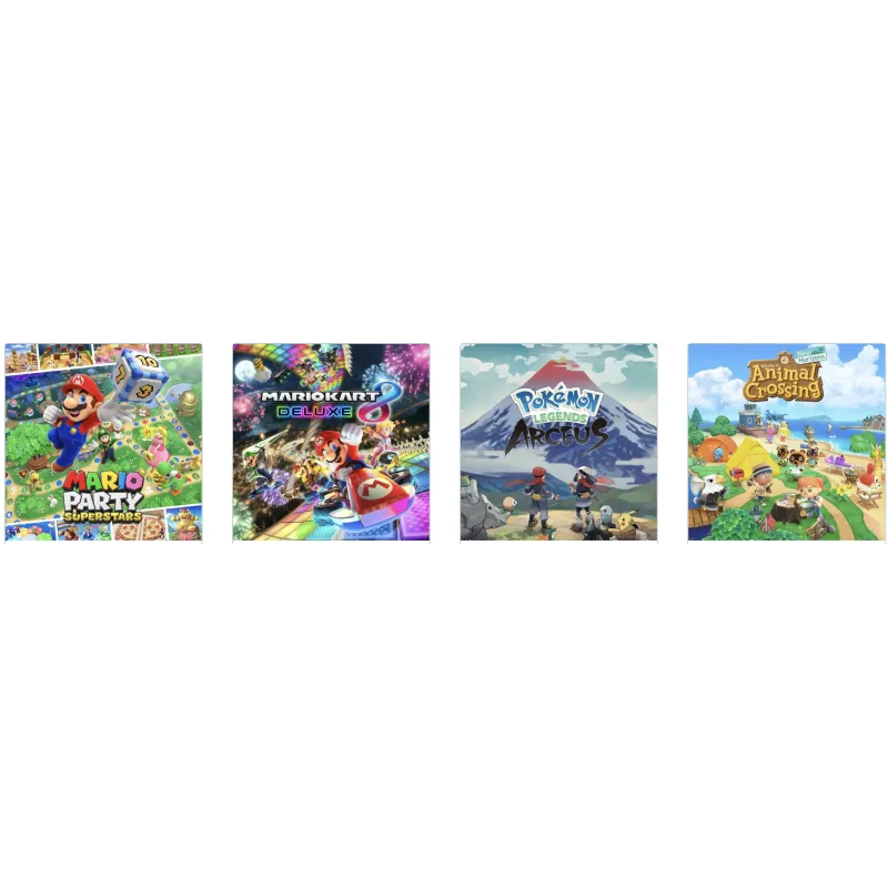Mario Party Superstars + Mario Kart 8 Deluxe + Pokemon Legends Arceus + Animal Crossing New Horizons (Nintendo Switch)